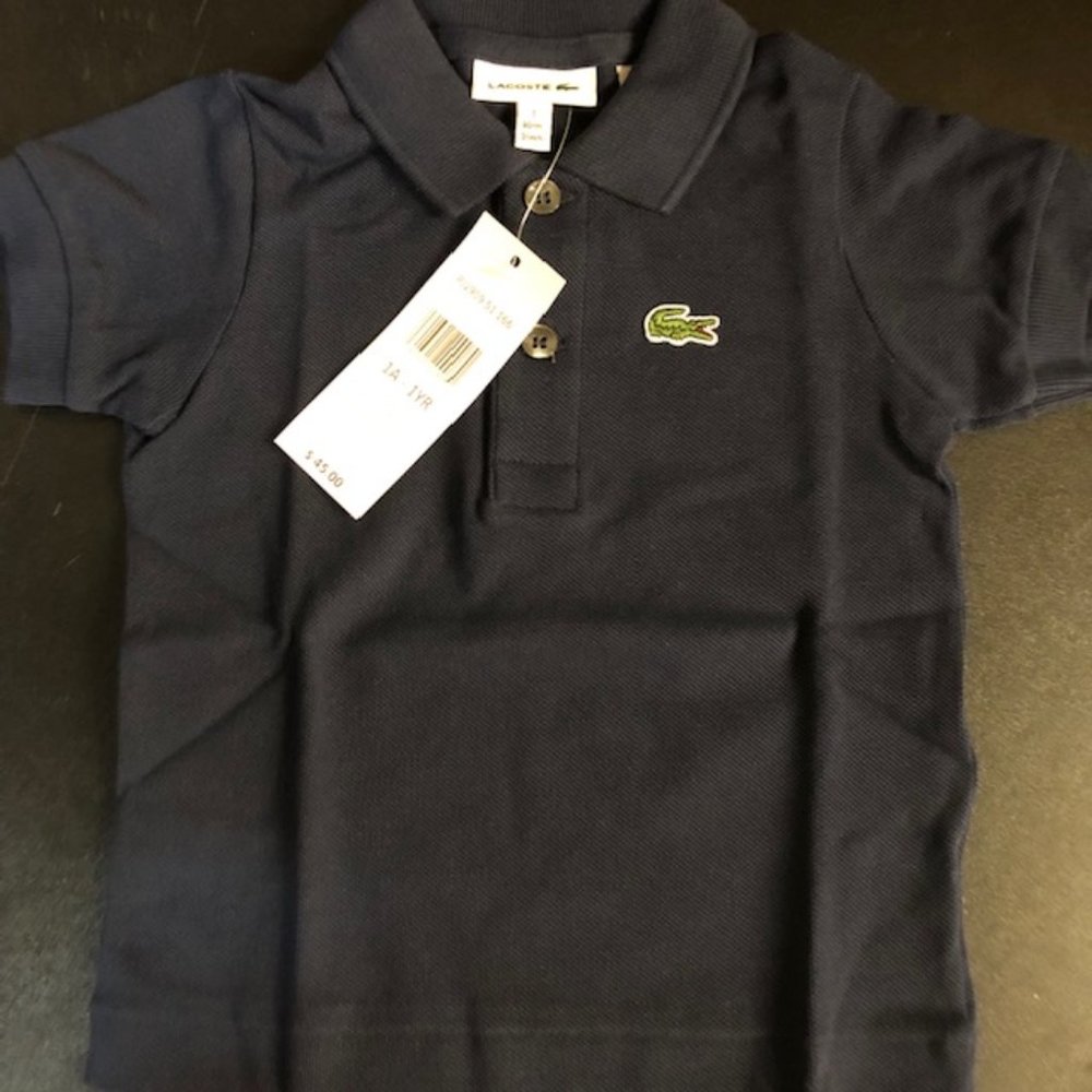 LACOSTE SHORT SLEEVE CLASSIC POLO SHIRT - US LITTLE BOYS 1YR - NAVY - Picture 2 of 3